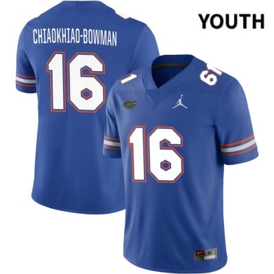 Youth Florida Gators #16 Thai Chiaokhiao-Bowman NCAA Jordan Brand Royal NIL 2022 Authentic Stitched College Football Jersey XAO7462KU